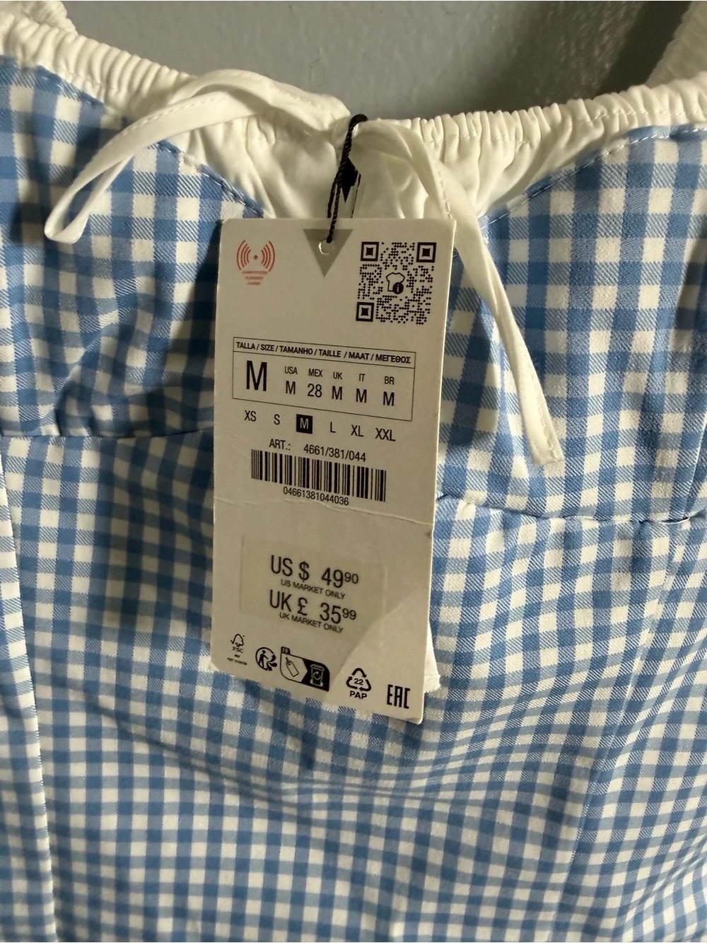 Zara Gingham Chexk Mini Dress Stretch NEW M - Picture 6 of 8